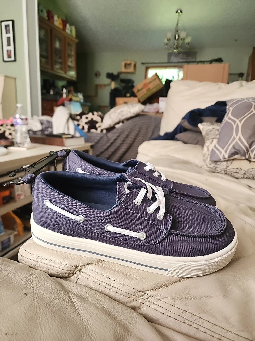 wonder nation Navy Canvas Boat Shoes with White Laces - Men’s Size 4